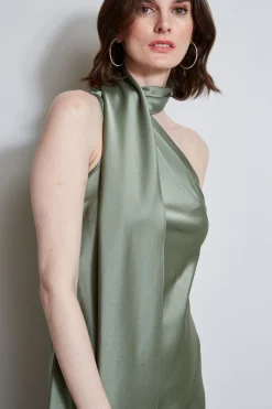 Elie Tahari Dresses & Jumpsuits|Short Dresses-Satin Scarf Dress TUSCANOLIVE