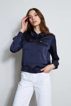 Elie Tahari Jackets & Blazers-Satin Utility Pocket Jacket STARGAZER