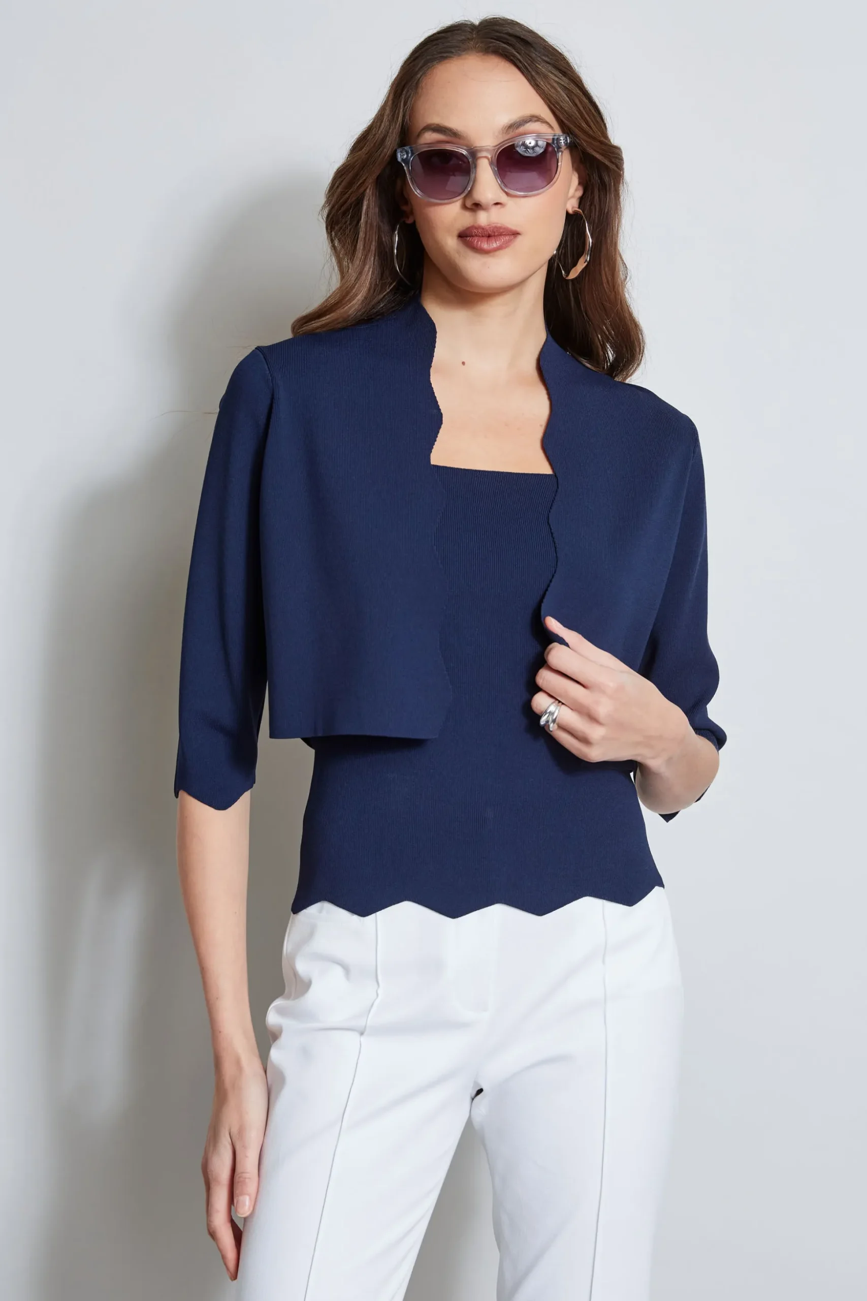 Elie Tahari Tops & Sweaters-Scallop Cardigan STARGAZER