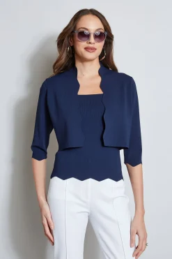 Elie Tahari Tops & Sweaters-Scallop Cardigan STARGAZER