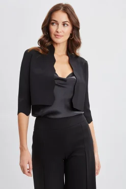 Elie Tahari Tops & Sweaters-Scallop Cardigan BLACK