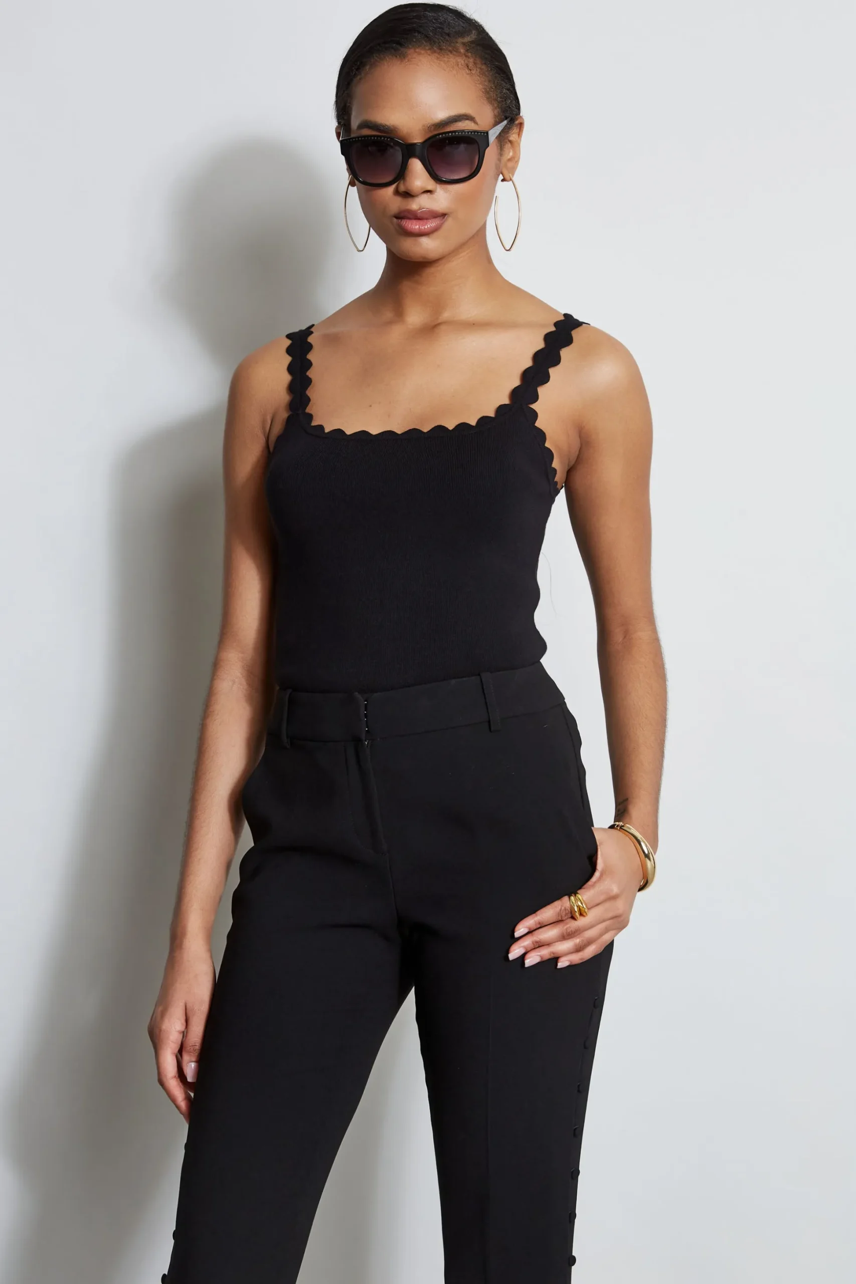 Elie Tahari Tops & Sweaters-Scallop Knit Tank NOIR