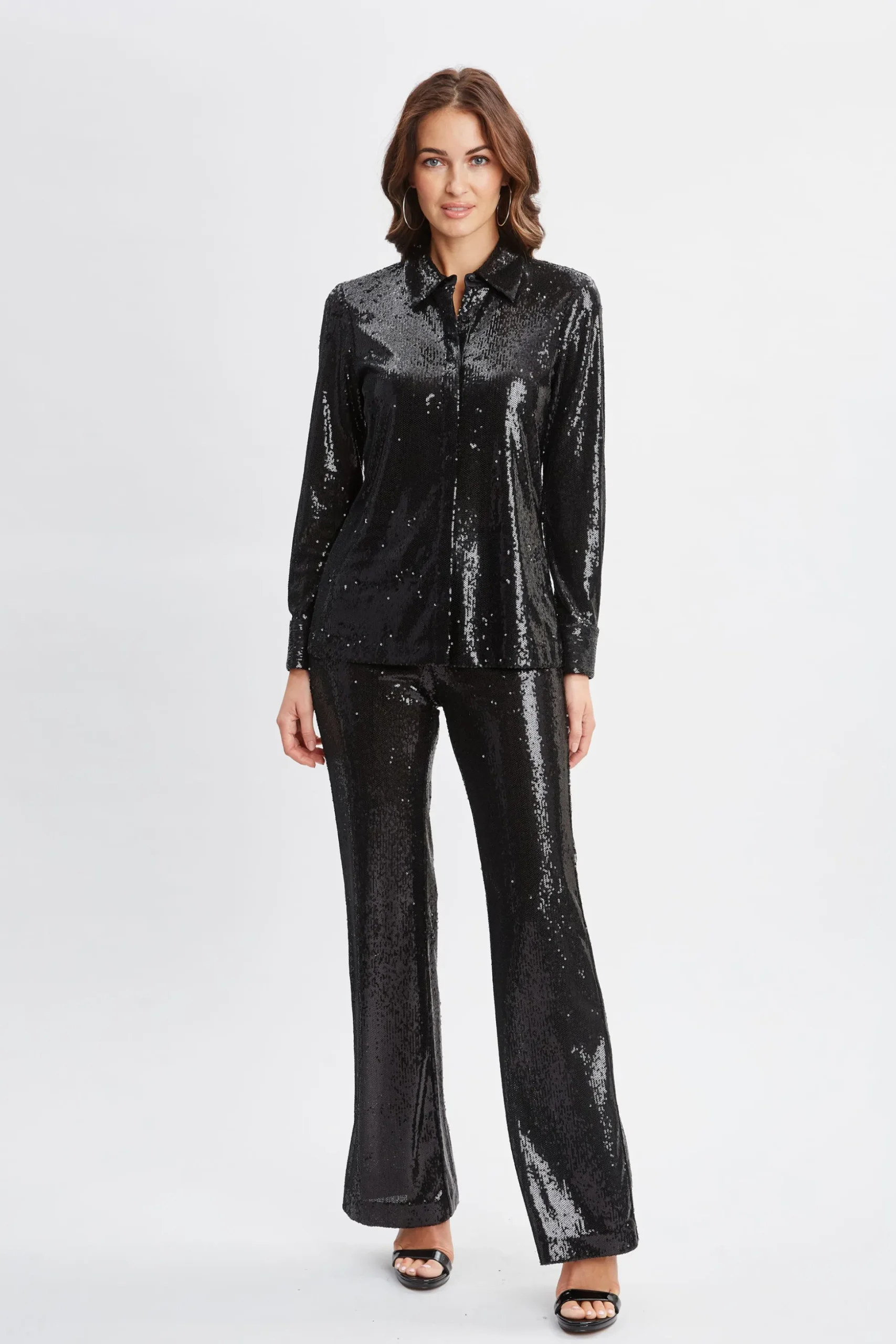 Elie Tahari Tops & Sweaters-Sequin Button Down Shirt BLACK