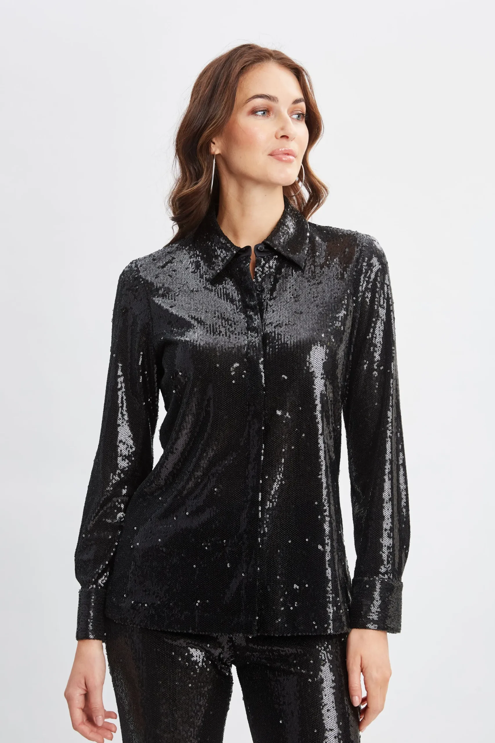 Elie Tahari Tops & Sweaters-Sequin Button Down Shirt BLACK