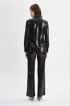 Elie Tahari Tops & Sweaters-Sequin Button Down Shirt BLACK