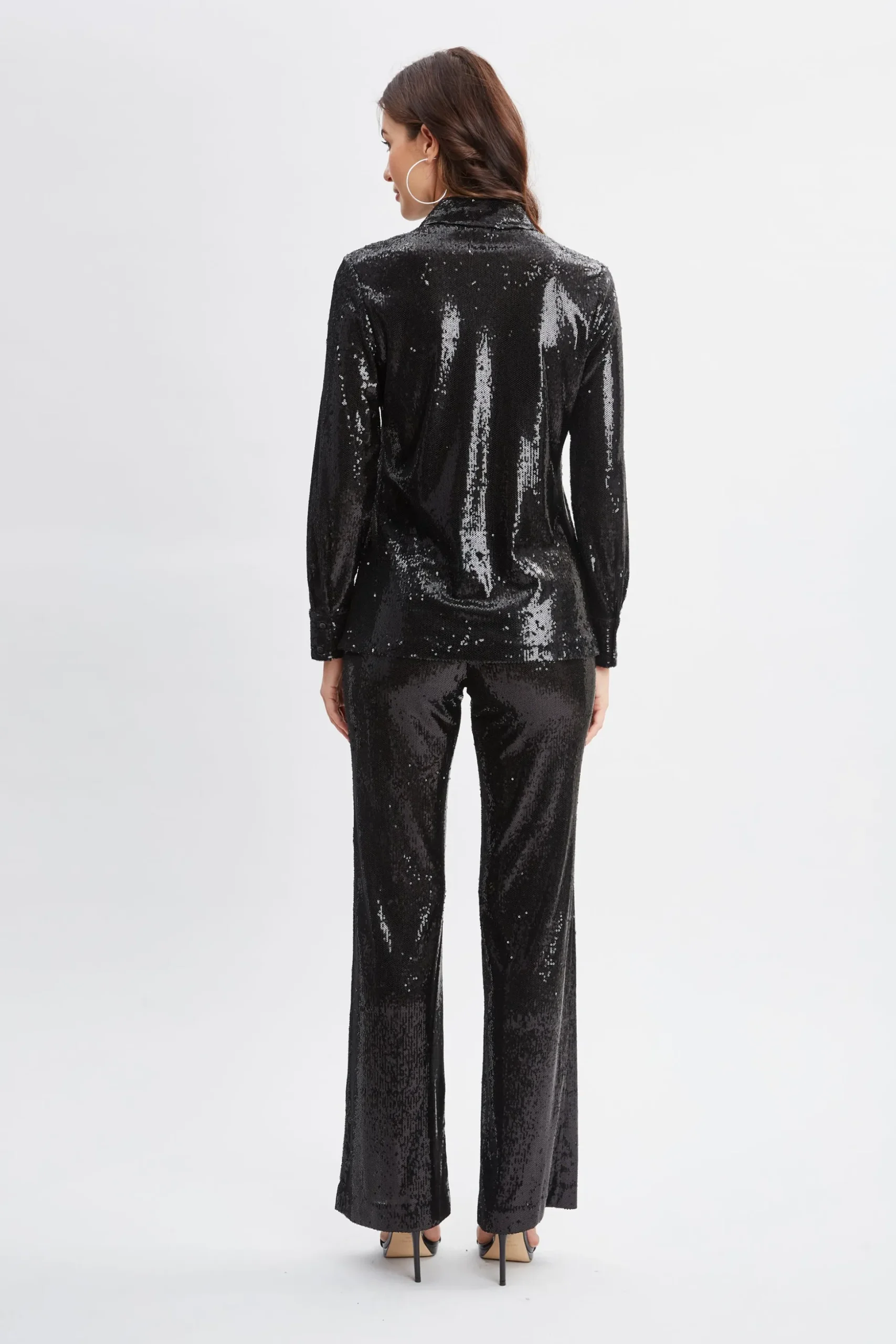 Elie Tahari Tops & Sweaters-Sequin Button Down Shirt BLACK
