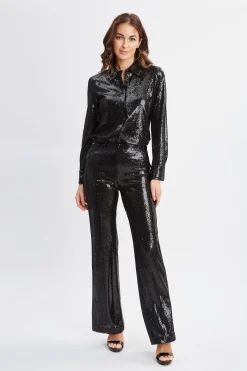 Elie Tahari Bottoms-Sequin Pant BLACK