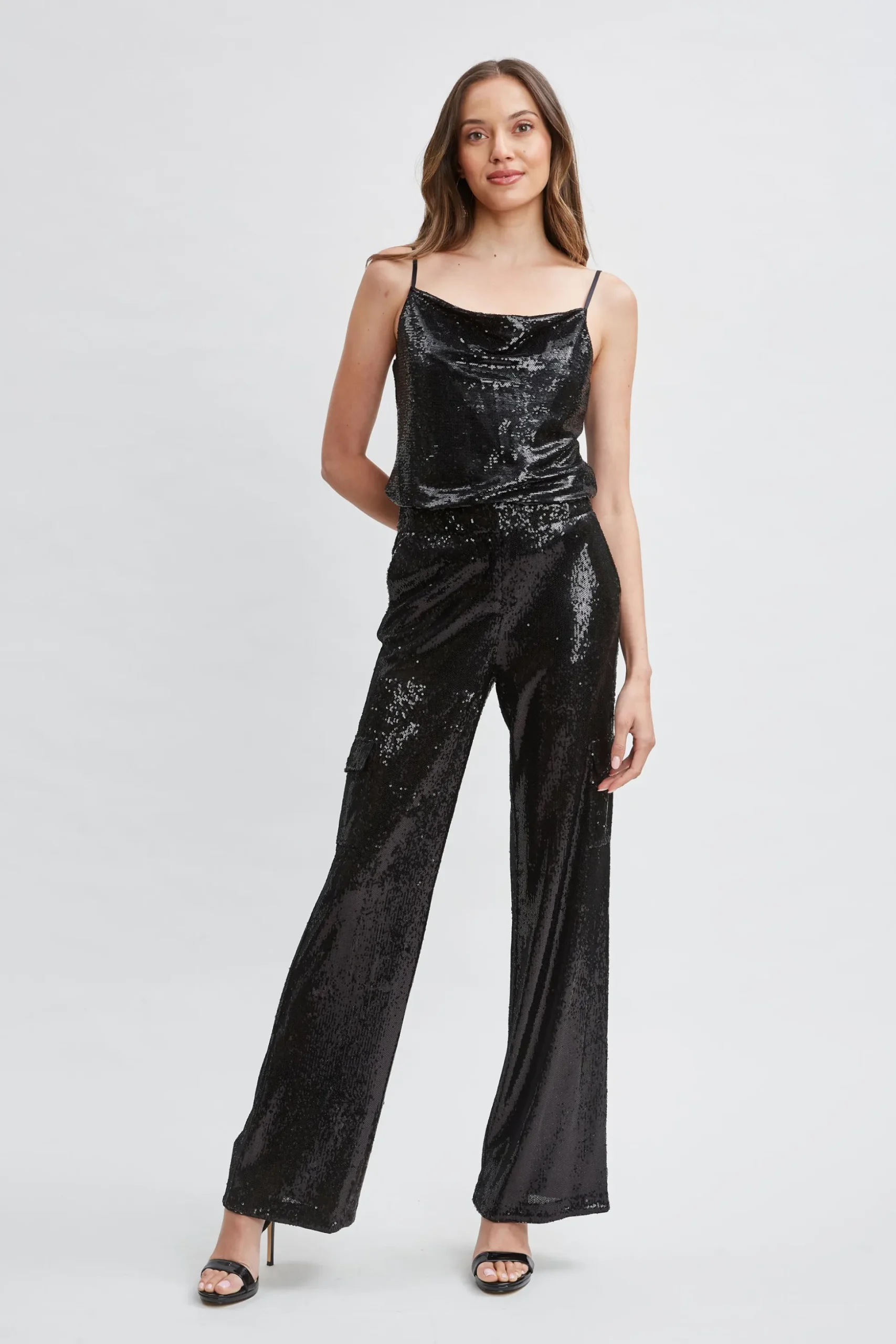 Elie Tahari Bottoms-Sequin Pocket Pant BLACK