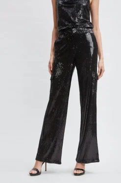 Elie Tahari Bottoms-Sequin Pocket Pant BLACK