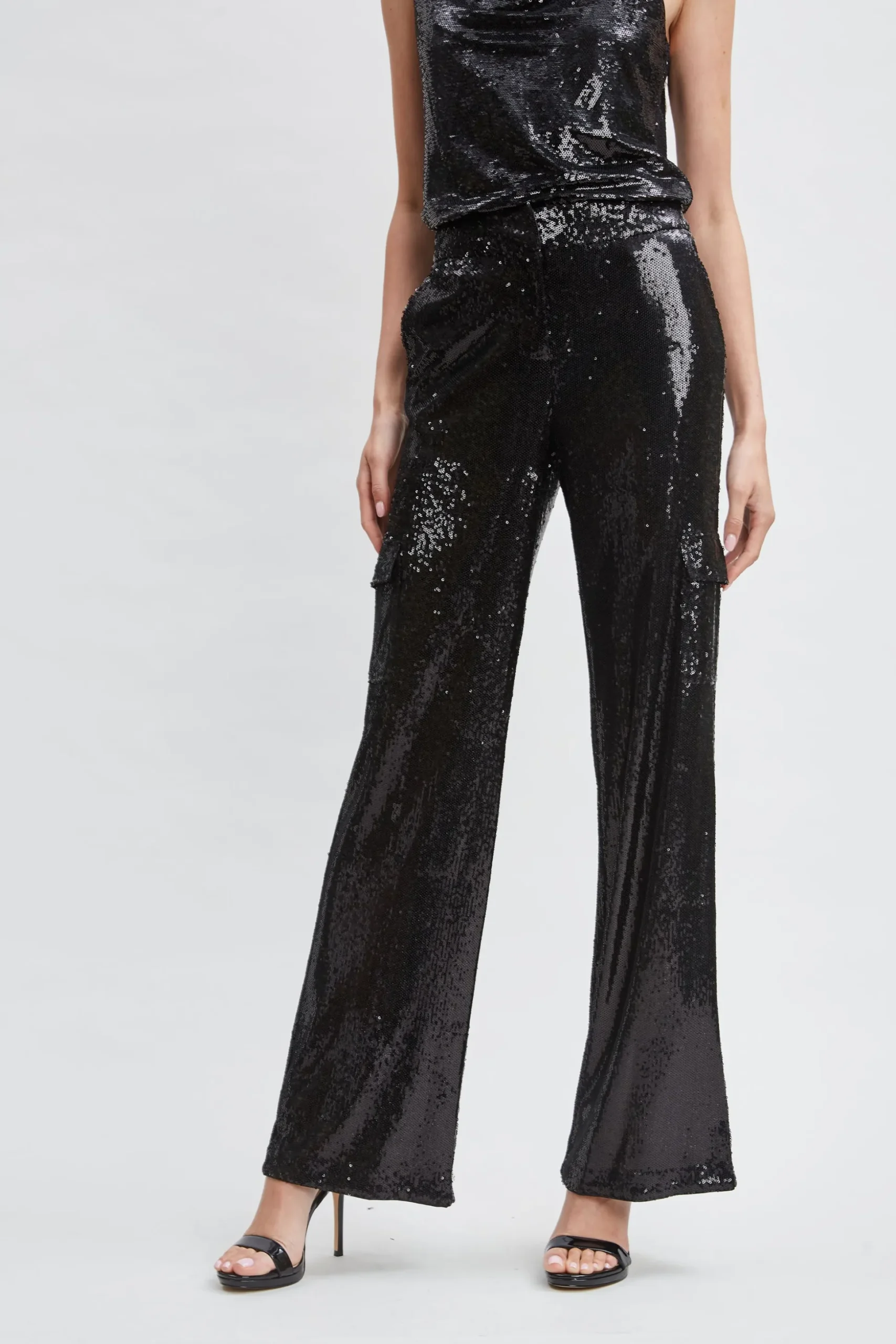 Elie Tahari Bottoms-Sequin Pocket Pant BLACK