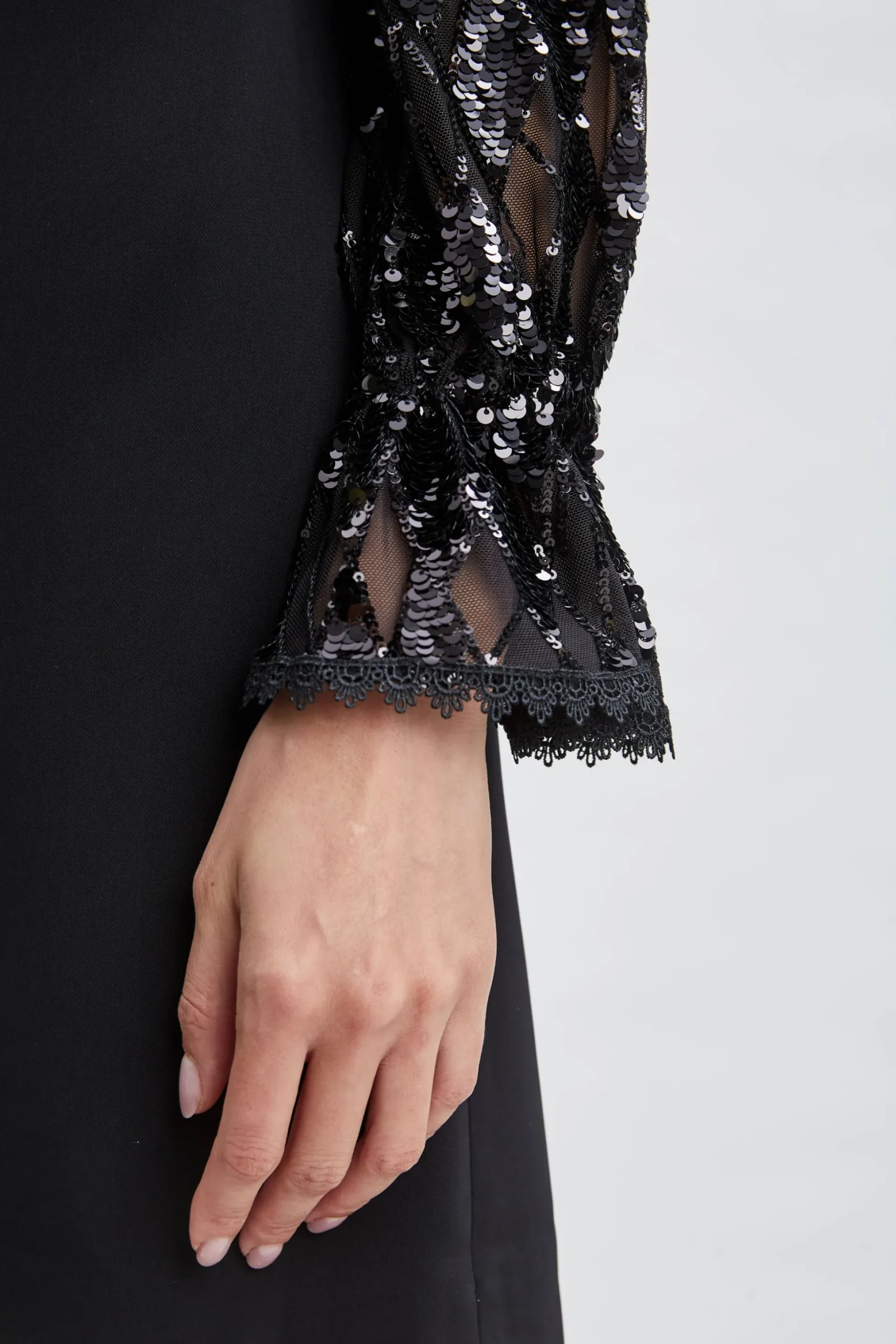 Elie Tahari Dresses & Jumpsuits-Sequin Sleeve Shift Dress BLACK
