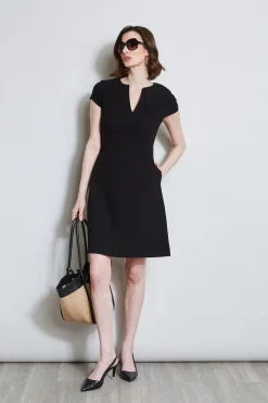 Elie Tahari Dresses & Jumpsuits|Short Sleeve Dresses-Short Sleeve Dart Dress BLACK