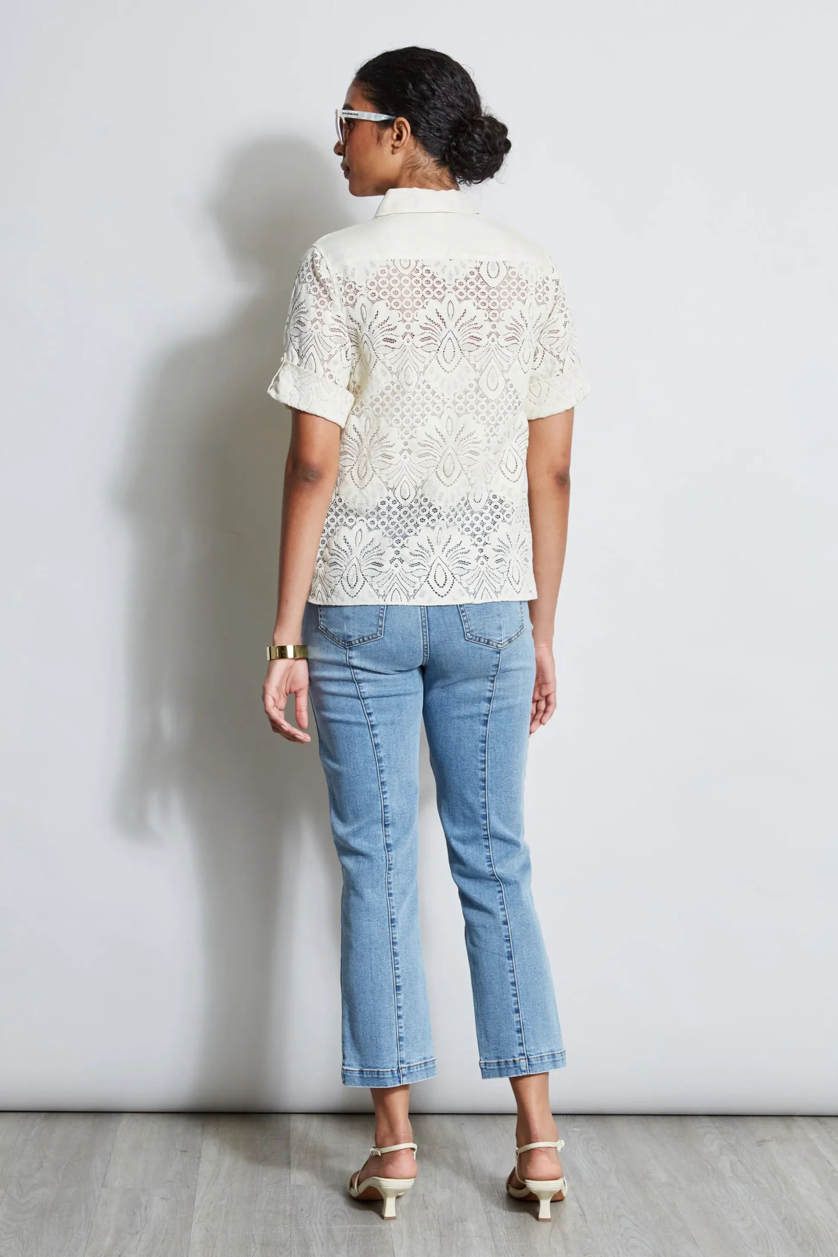 Elie Tahari Tops & Sweaters-Short Sleeve Lace Utility Shirt SAND