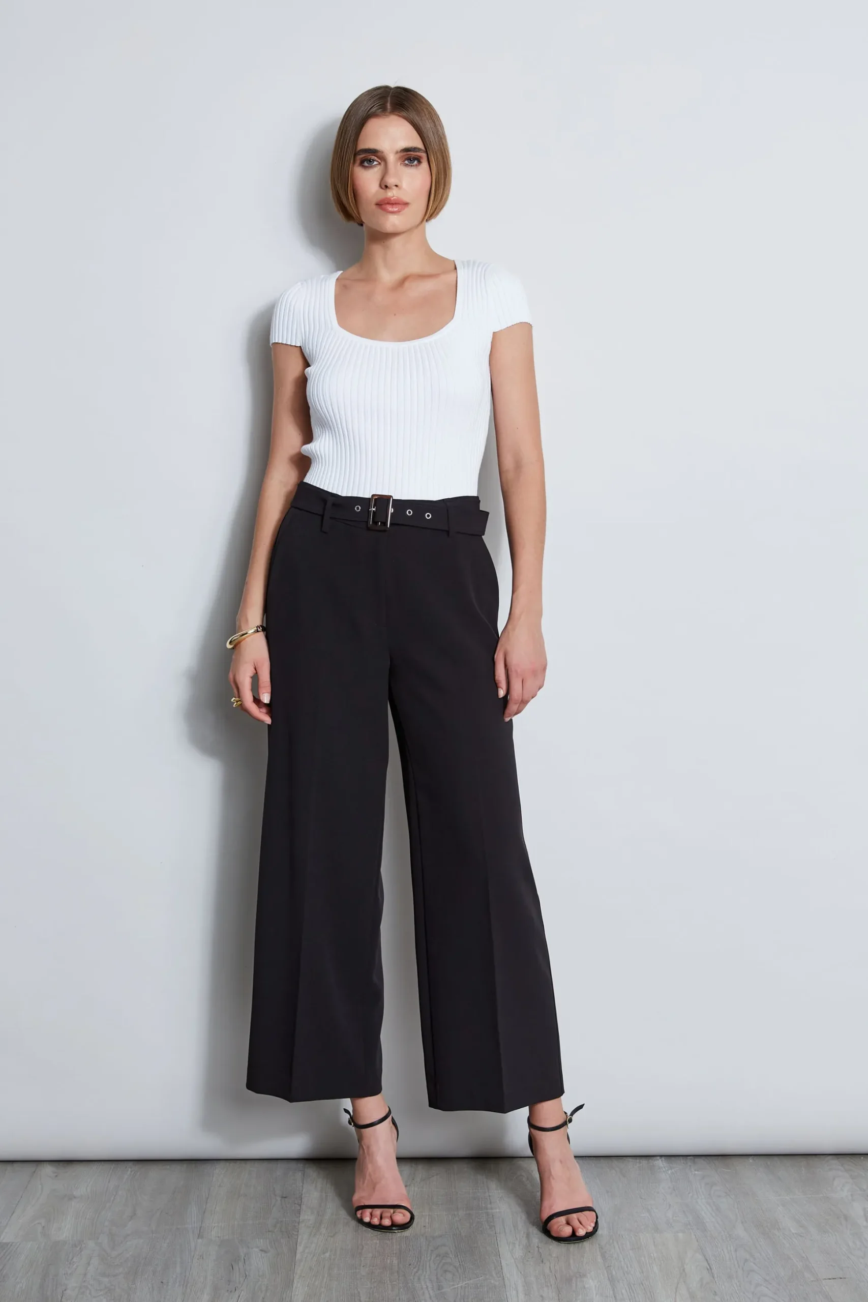Elie Tahari Tops & Sweaters-Short Sleeve Rib Sweater SkyWhite