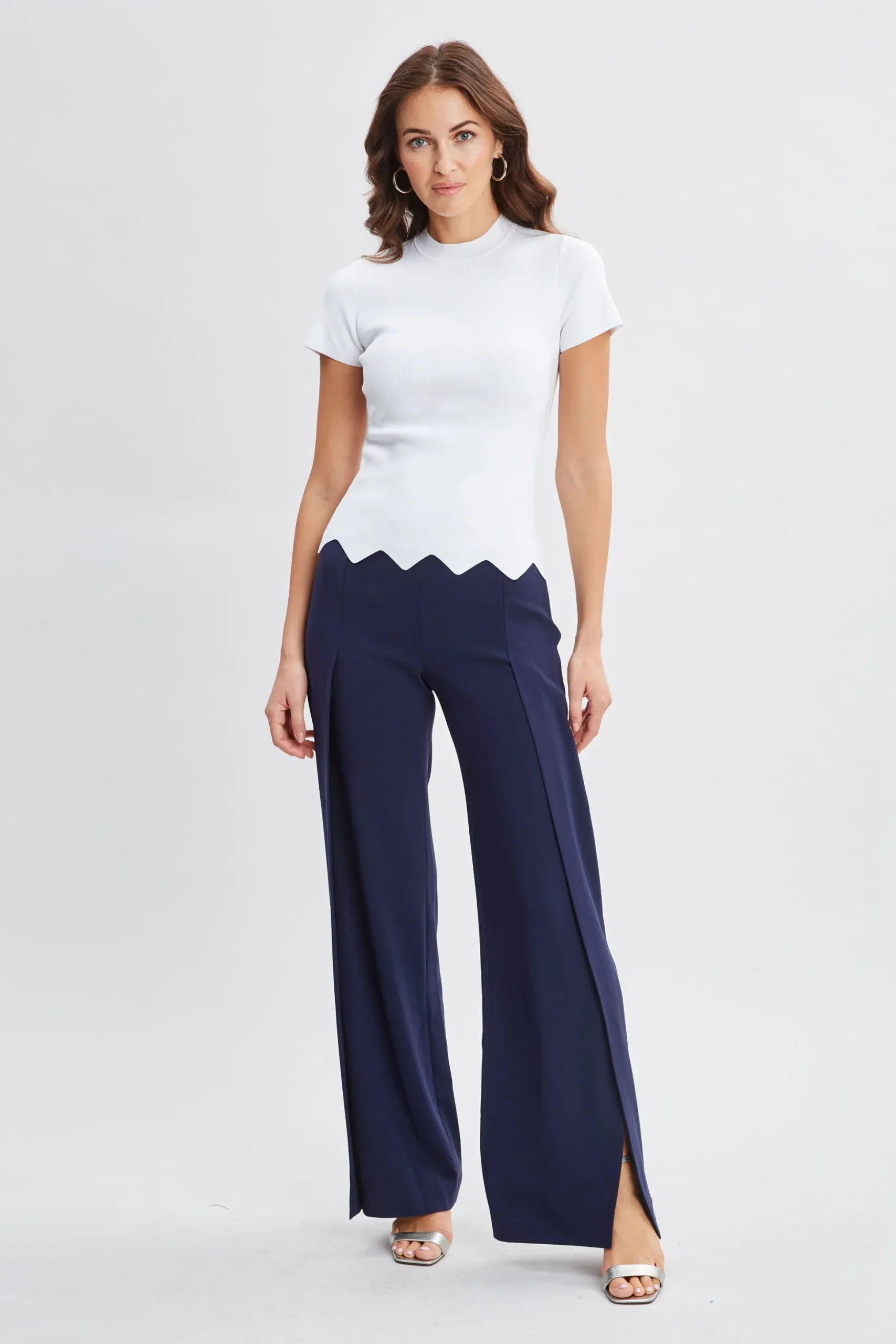 Elie Tahari Tops & Sweaters-Short Sleeve Scallop Sweater PEARL