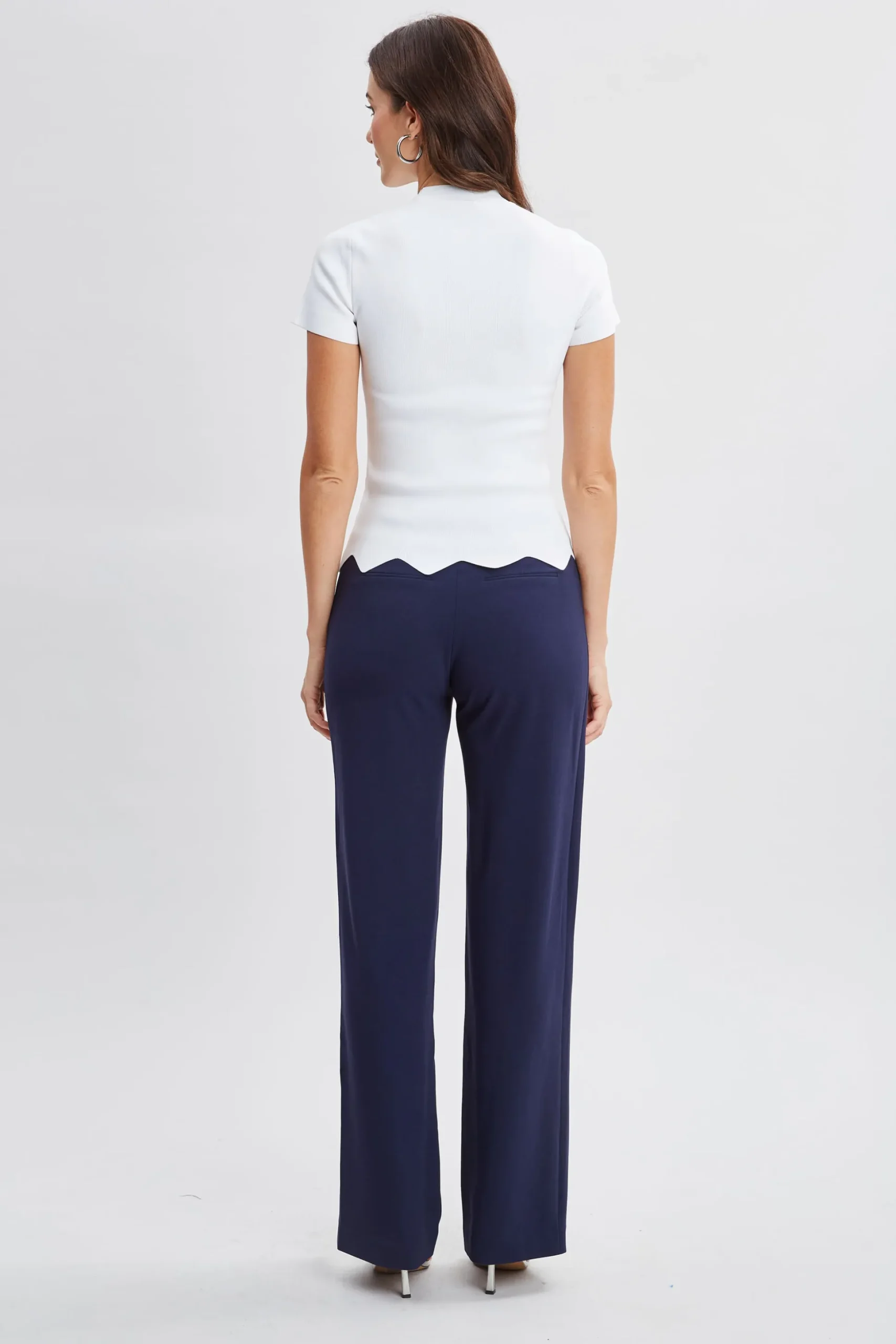 Elie Tahari Tops & Sweaters-Short Sleeve Scallop Sweater PEARL