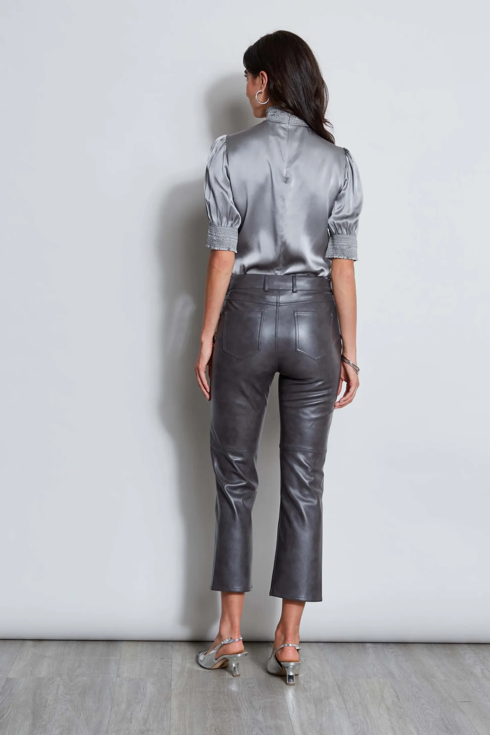 Elie Tahari Tops & Sweaters-Short Sleeve Silk Satin Smocked Shirt COMET