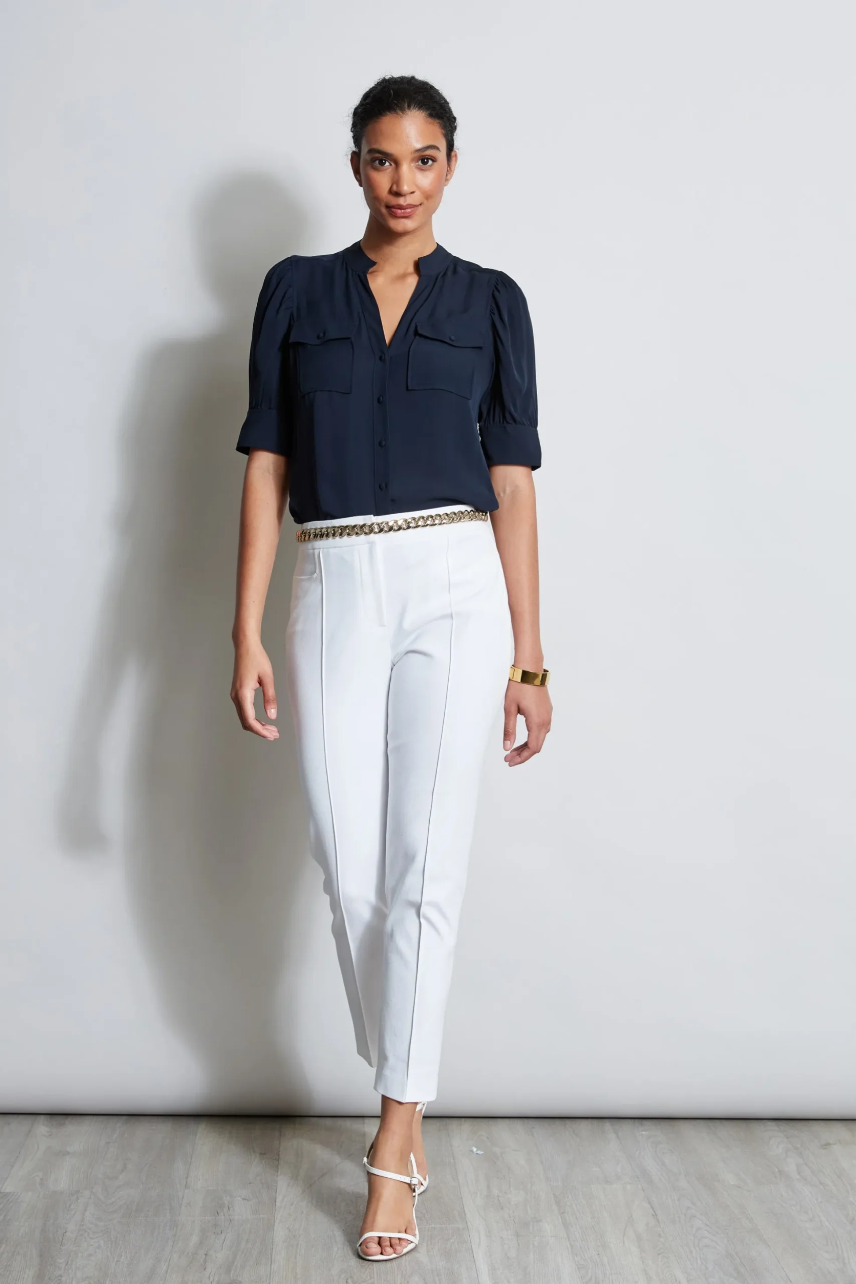 Elie Tahari Tops & Sweaters-Short Sleeve Silk Utility Shirt STARGAZER