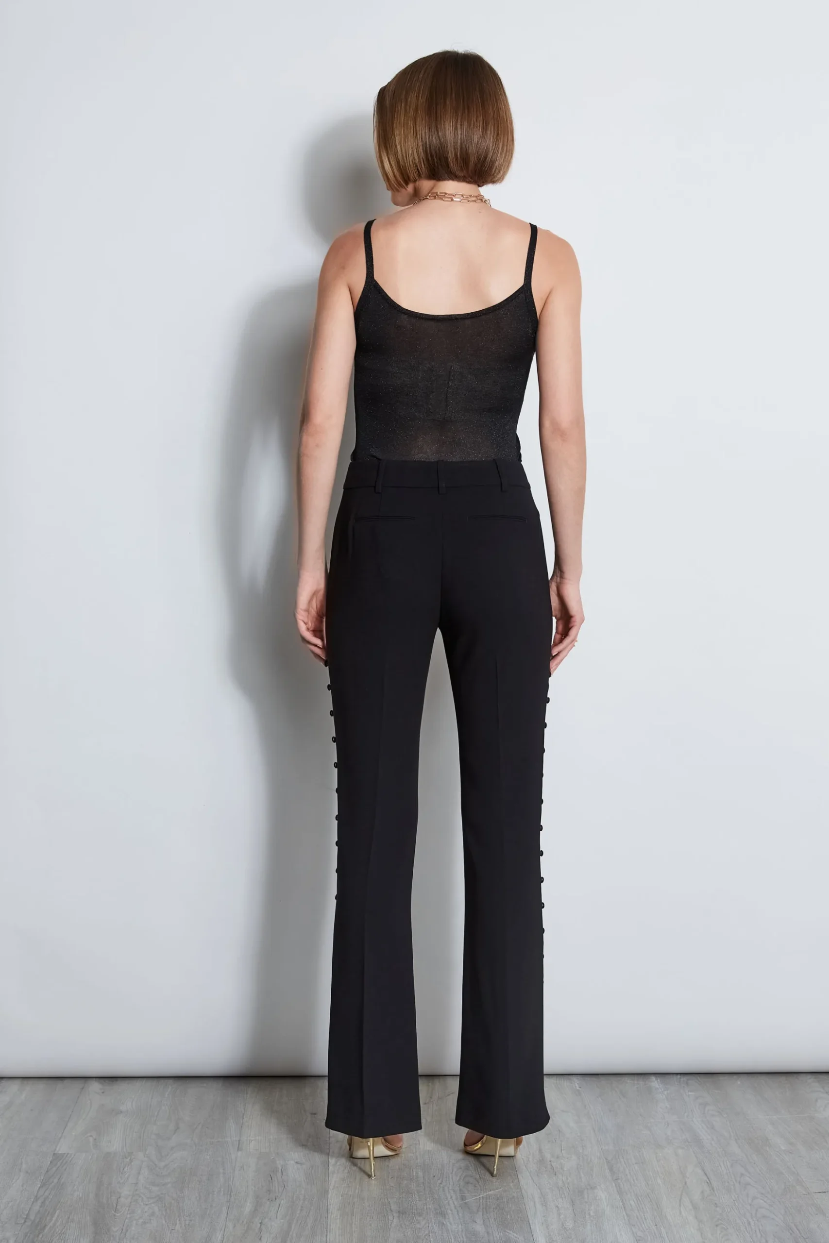 Elie Tahari Bottoms|Suiting-Side Button Crepe Pant BLACK