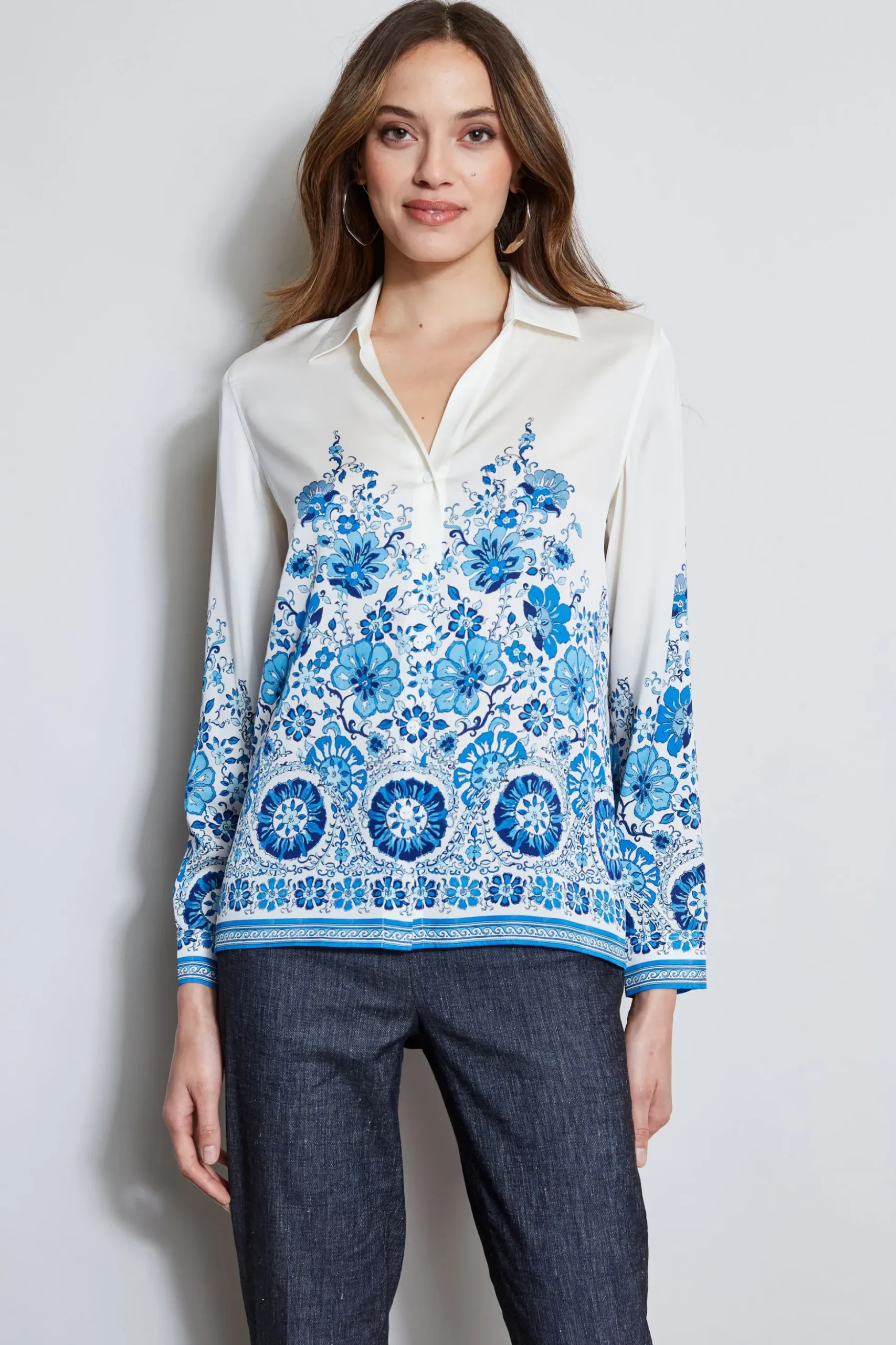 Elie Tahari Tops & Sweaters-Silk Cascade Garden Shirt CASCADEGARDENPRINT