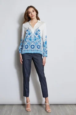 Elie Tahari Tops & Sweaters-Silk Cascade Garden Shirt CASCADEGARDENPRINT