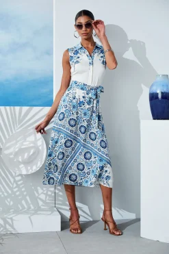 Elie Tahari Dresses & Jumpsuits|Midi Dresses-Silk Cascade Garden Shirt Dress CASCADEGARDENPRINT
