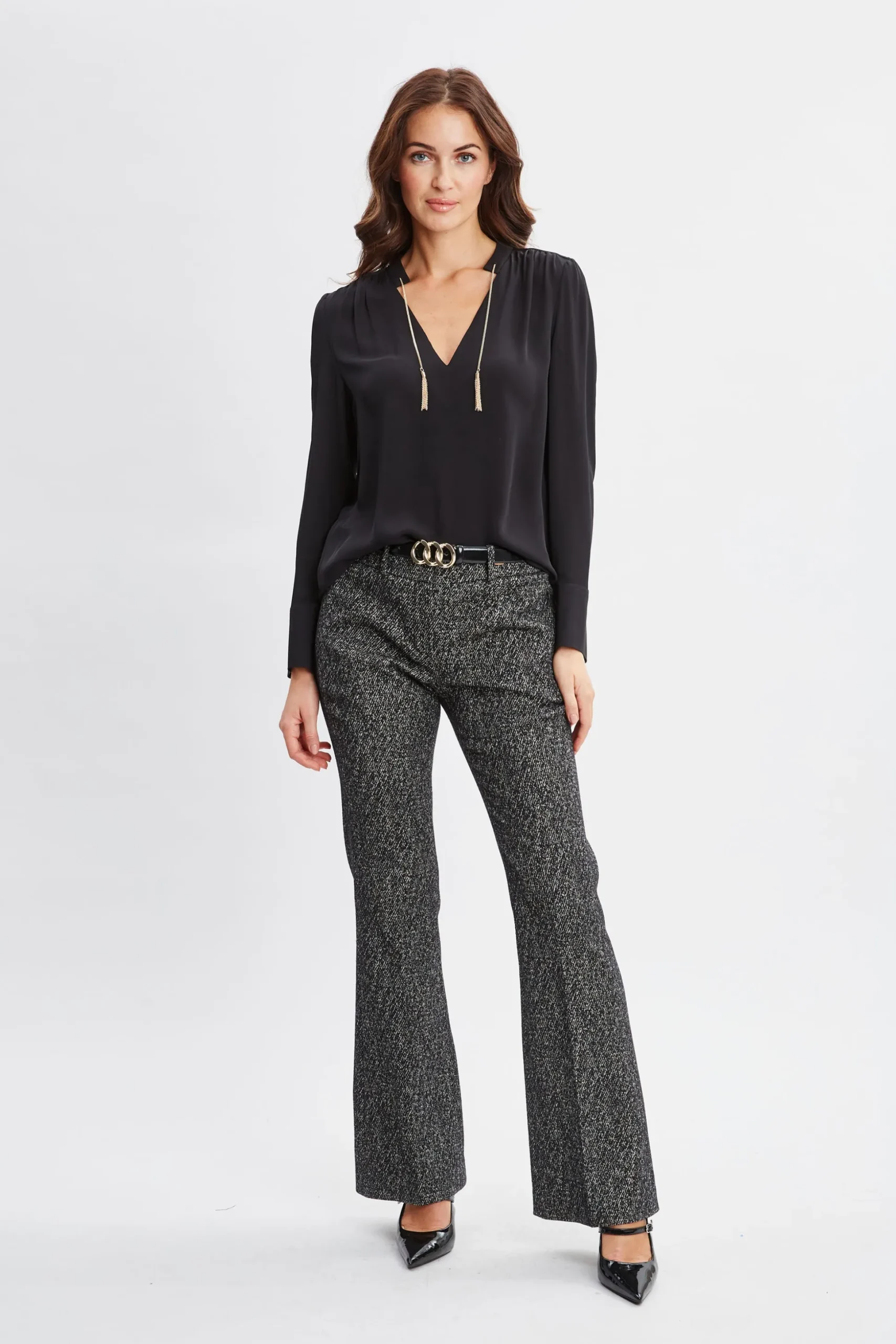 Elie Tahari Tops & Sweaters-Silk Chain Tassel Shirt BLACK