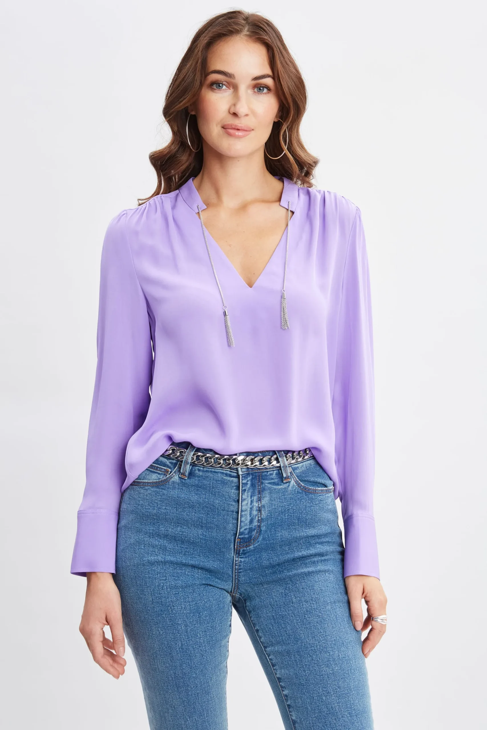 Elie Tahari Tops & Sweaters-Silk Chain Tassel Shirt VENETIAN