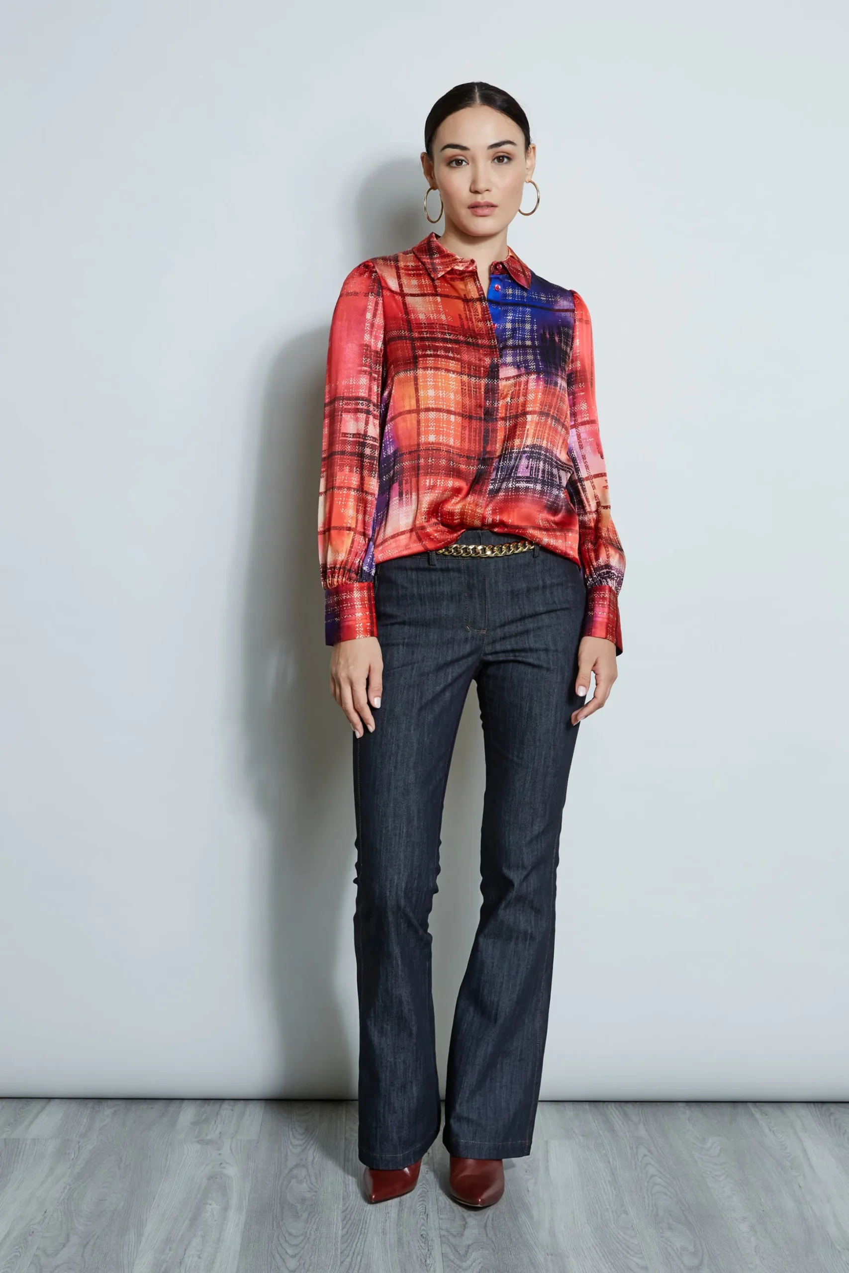 Elie Tahari Tops & Sweaters-Silk Digital Plaid Shirt MULTI