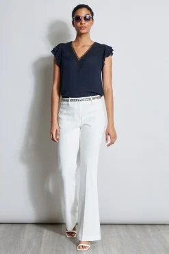 Elie Tahari Tops & Sweaters-Silk Flutter Sleeve Embroidered Shirt STARGAZER