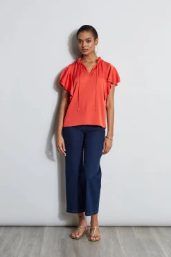 Elie Tahari Tops & Sweaters-Silk Flutter Sleeve Tie Shirt JUPITERGLOW
