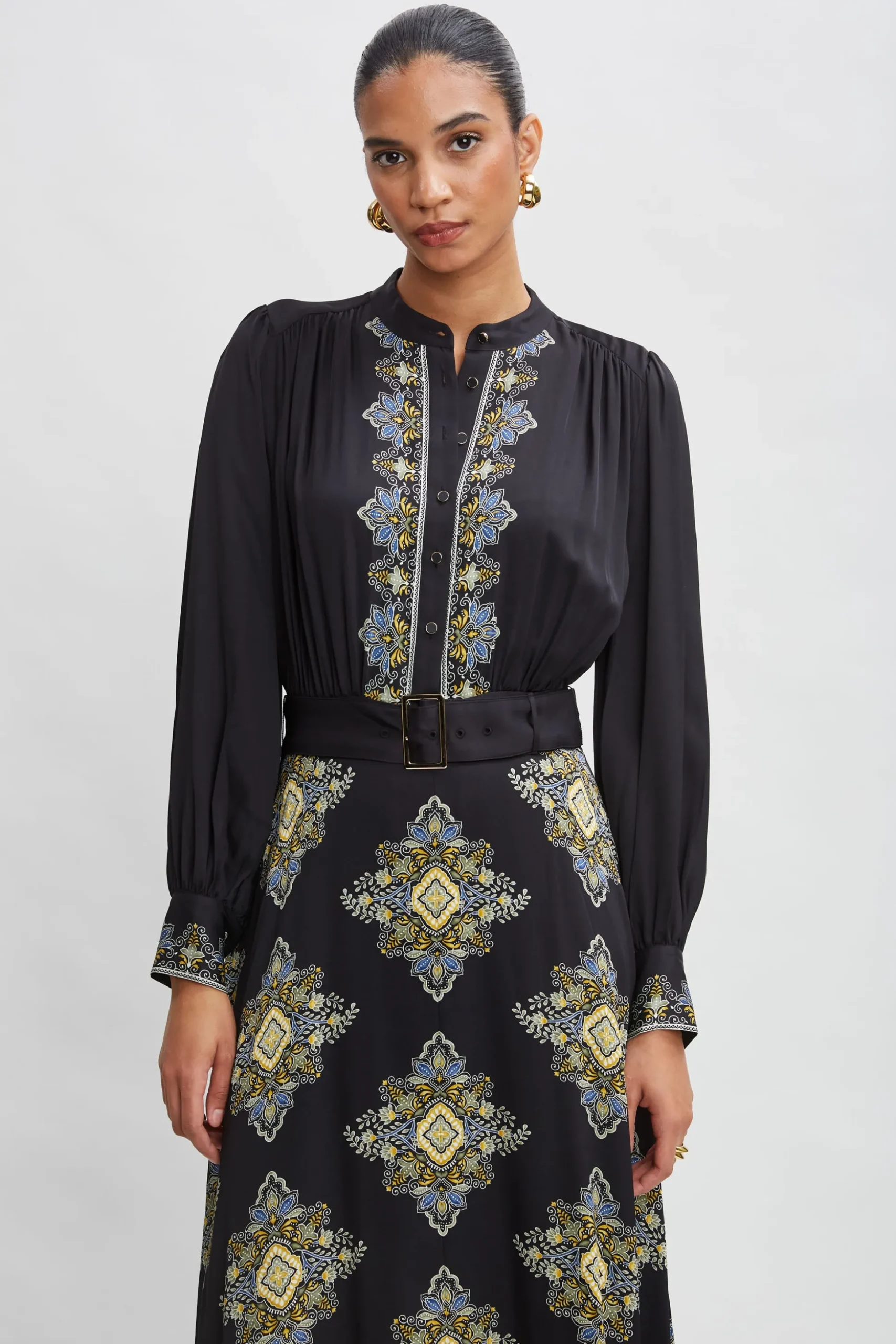 Elie Tahari Dresses & Jumpsuits|Midi Dresses-Silk Geometric Midi Dress MARSEILLEPRINT