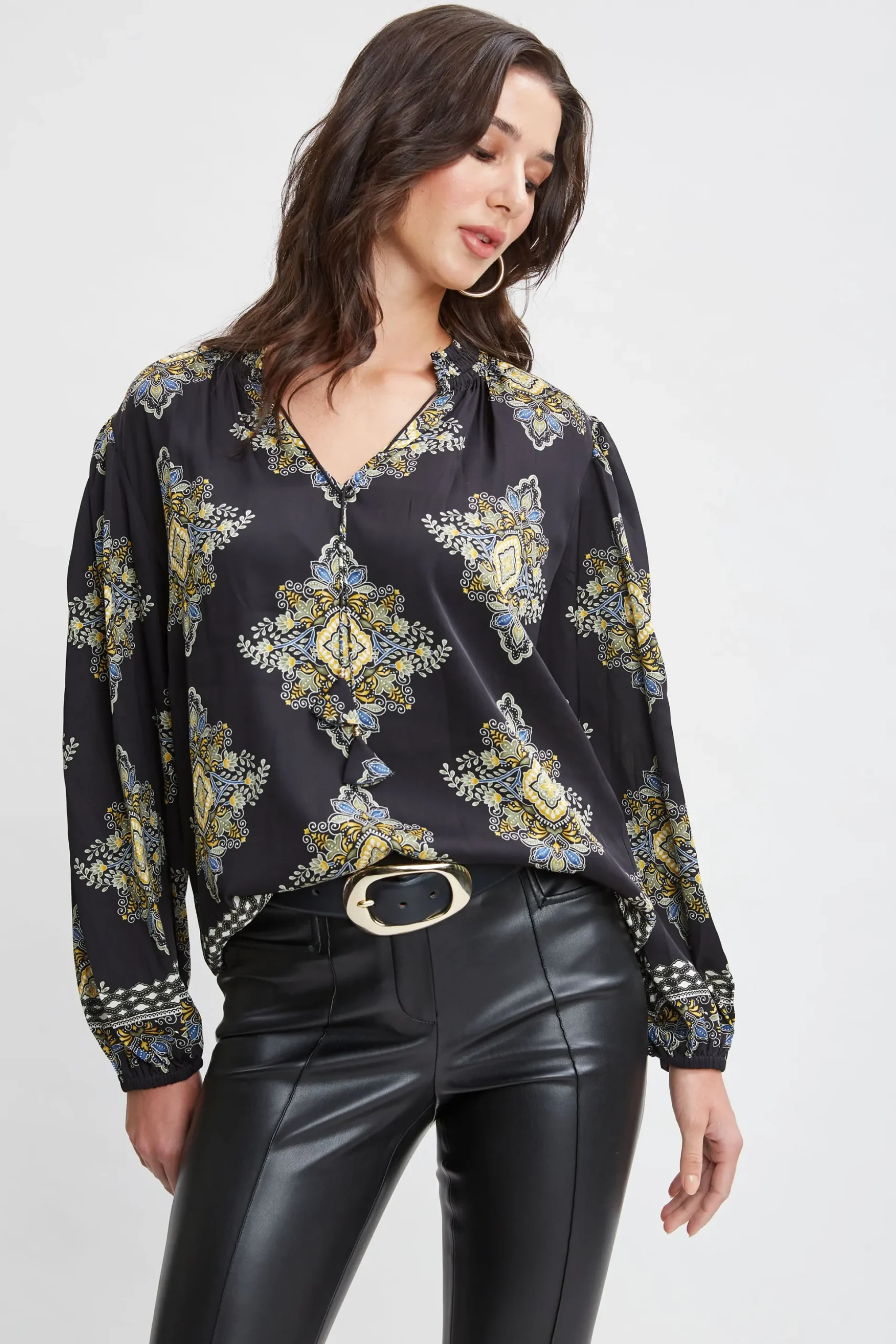 Elie Tahari Tops & Sweaters-Silk Geometric Shirt MARSEILLEPRINT