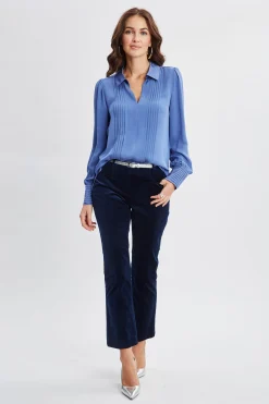Elie Tahari Tops & Sweaters-Silk Pintuck Shirt SLATEBLUE