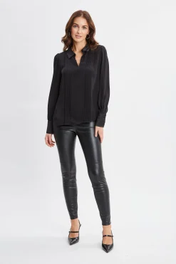 Elie Tahari Tops & Sweaters-Silk Pintuck Shirt BLACK
