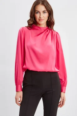 Elie Tahari Tops & Sweaters-Silk Pleated Draped Neck Shirt HAUTEPINK