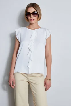 Elie Tahari Tops & Sweaters-Silk Ruffle Shirt SkyWhite