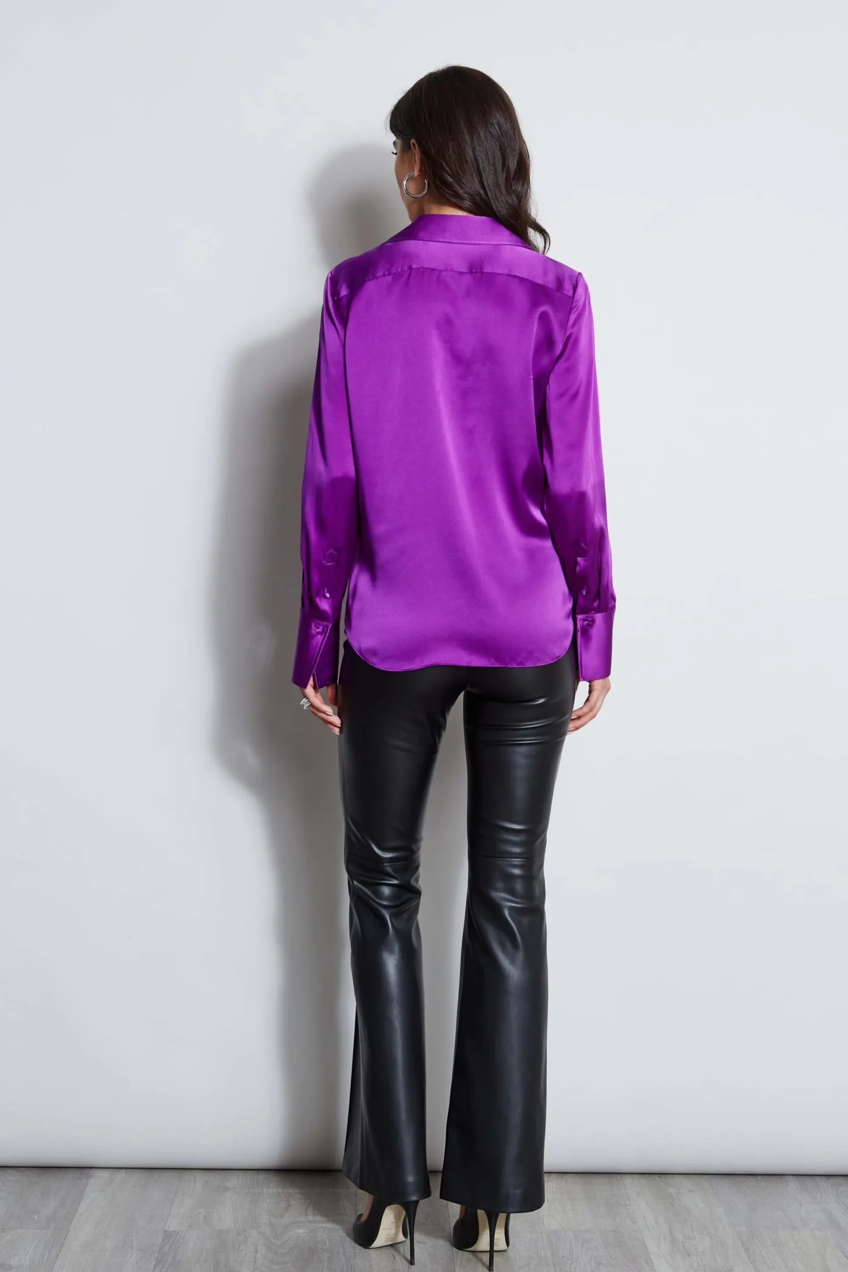 Elie Tahari Tops & Sweaters|Suiting-Silk Satin Button Down Shirt BERRY