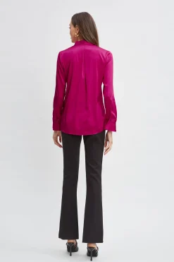 Elie Tahari Tops & Sweaters-Silk Satin Contour Neck Shirt ROSE