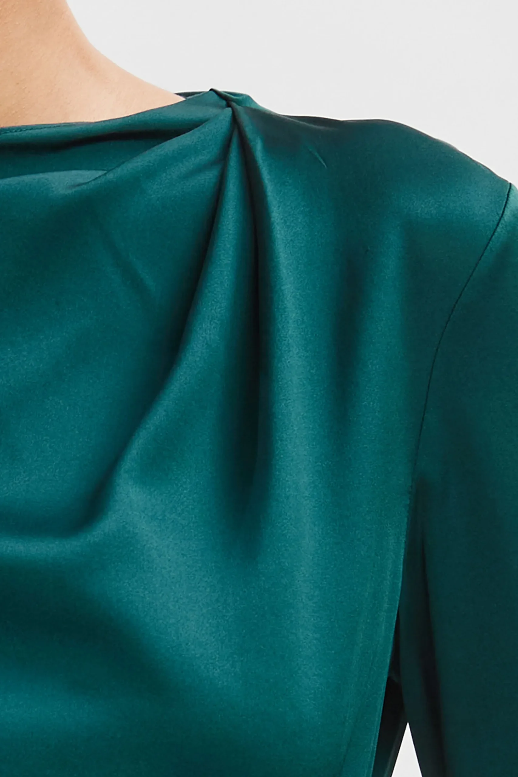 Elie Tahari Tops & Sweaters-Silk Satin Draped Neck Shirt FORESTGREEN