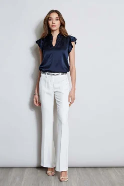 Elie Tahari Tops & Sweaters-Silk Satin Flutter Sleeve Shirt STARGAZER