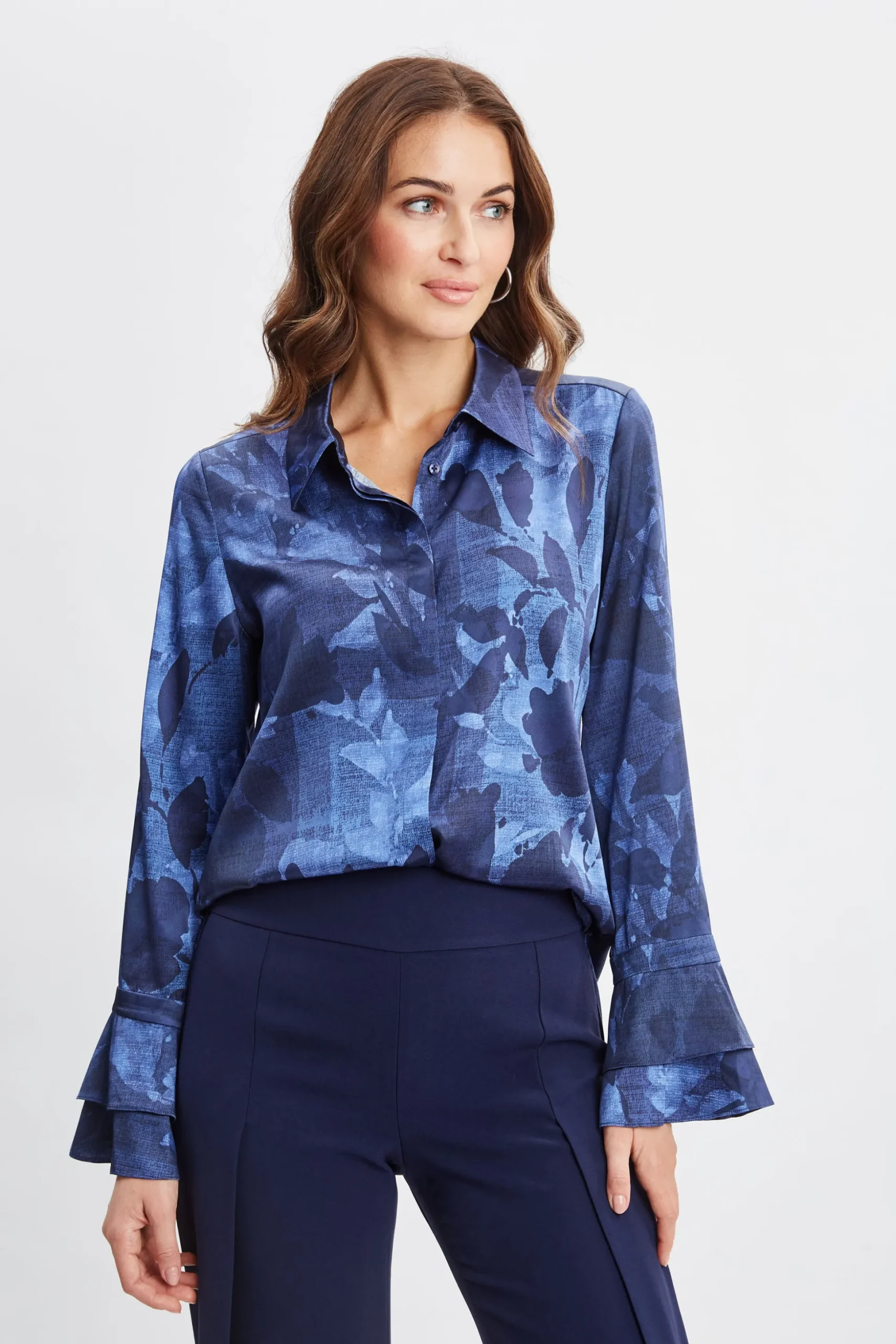 Elie Tahari Tops & Sweaters-Silk Satin Night Shadow Shirt MULTI