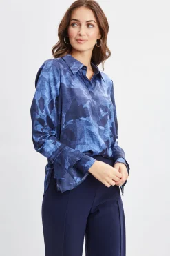 Elie Tahari Tops & Sweaters-Silk Satin Night Shadow Shirt MULTI