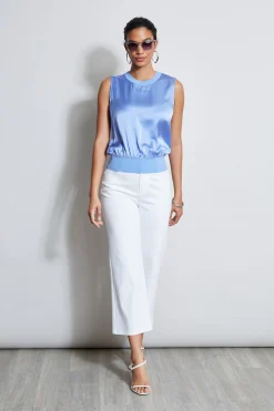 Elie Tahari Tops & Sweaters-Silk Satin Rib Shirt HORIZONBLUE