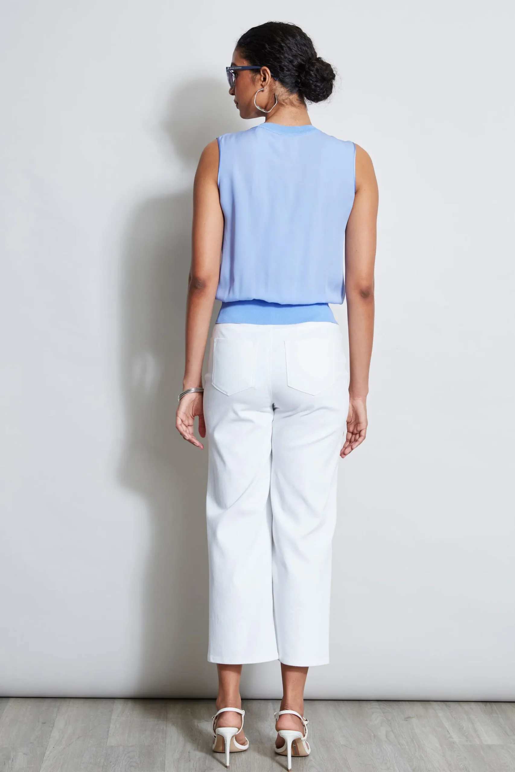 Elie Tahari Tops & Sweaters-Silk Satin Rib Shirt HORIZONBLUE