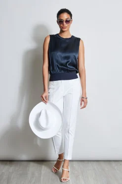 Elie Tahari Tops & Sweaters-Silk Satin Rib Shirt STARGAZER