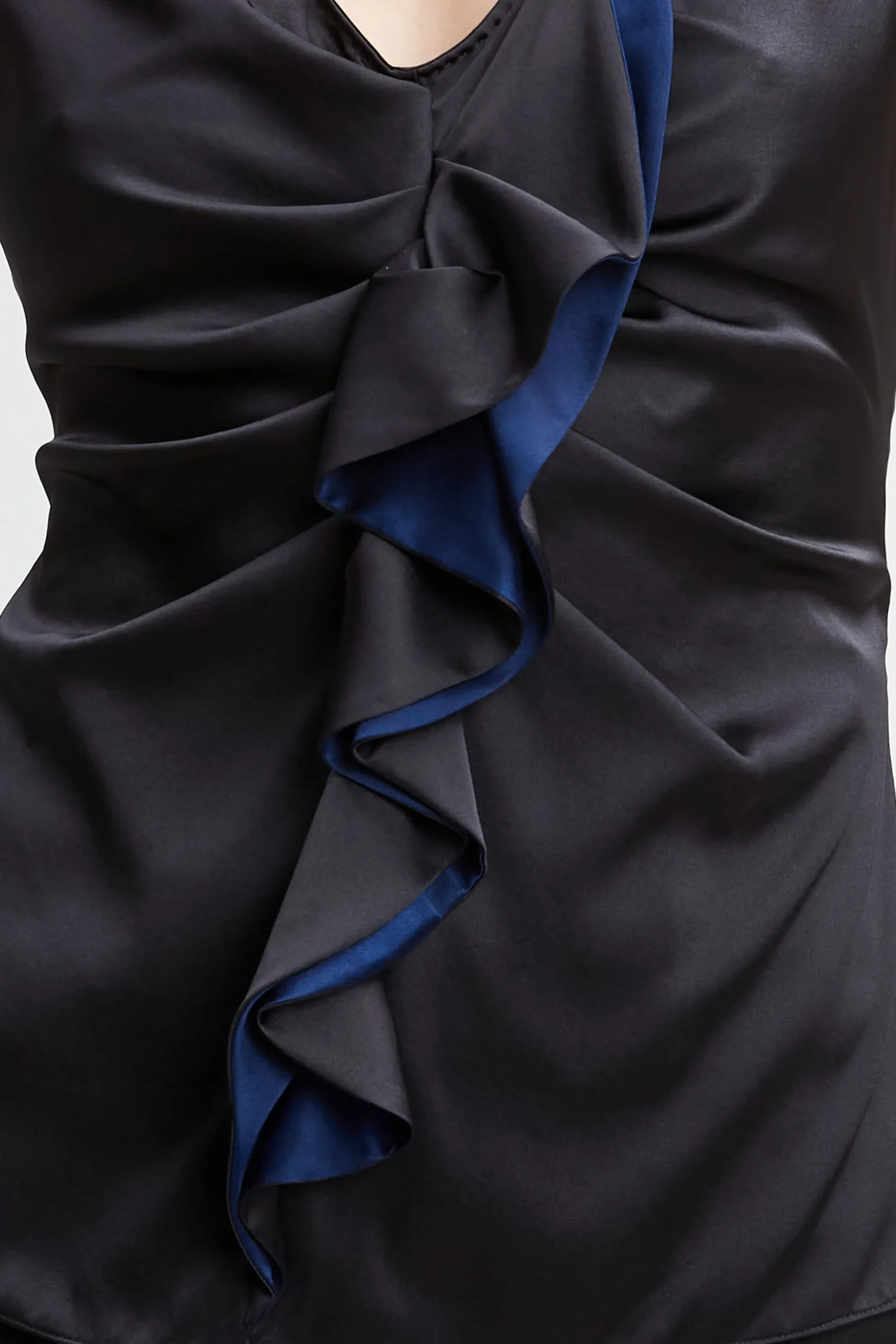 Elie Tahari Tops & Sweaters-Silk Satin Sleeveless Ruffle Top BLACK