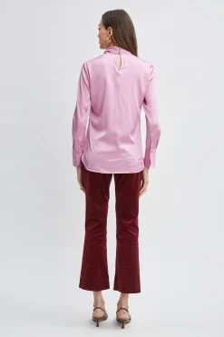 Elie Tahari Tops & Sweaters-Silk Satin Twist Neck Shirt CRYSTALPINK