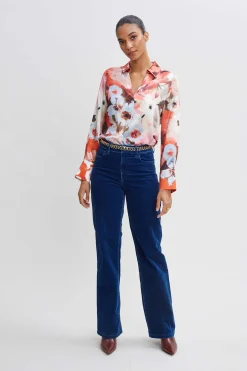 Elie Tahari Tops & Sweaters-Silk Satin Wintergarden Shirt MULTI