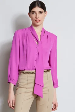Elie Tahari Tops & Sweaters-Silk Tie Button Shirt PEONY